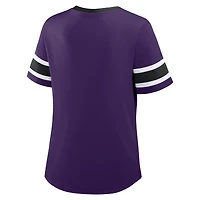 T-shirt à lacets et col en V pour femme Fanatics Purple Baltimore Ravens, grande taille, Red Zone Athena