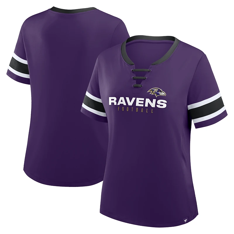 Women's Fanatics Purple Baltimore Ravens Plus Red Zone Athena Lace-Up V-Notch Neck T-Shirt
