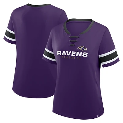 Women's Fanatics Purple Baltimore Ravens Plus Red Zone Athena Lace-Up V-Notch Neck T-Shirt