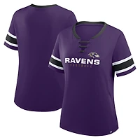 Women's Fanatics Purple Baltimore Ravens Plus Red Zone Athena Lace-Up V-Notch Neck T-Shirt