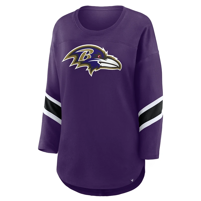 Women's Fanatics Purple Baltimore Ravens Plus Redzone 3/4-Sleeve Scoop Neck T-Shirt