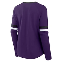 Women's Fanatics Purple Baltimore Ravens Plus Won & Done Lace-Up V-Neck Long Sleeve T-Shirt
