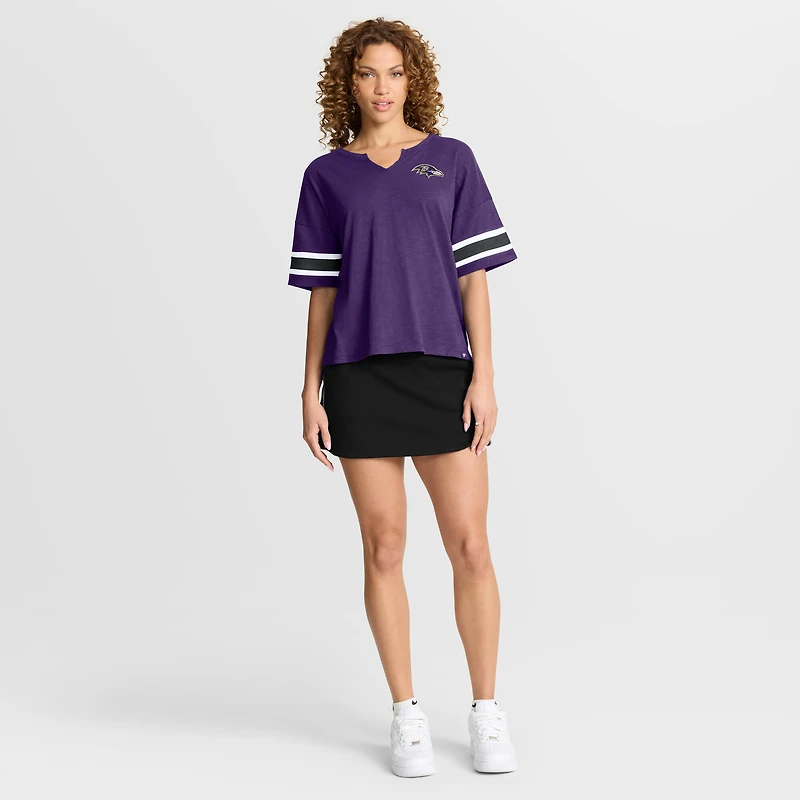 T-shirt violet Fanatics pour femmes Baltimore Ravens Redzone Curl Route