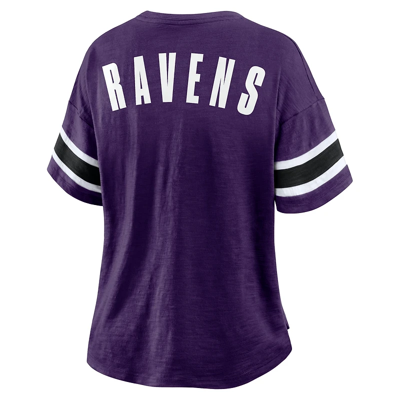 T-shirt violet Fanatics pour femmes Baltimore Ravens Redzone Curl Route