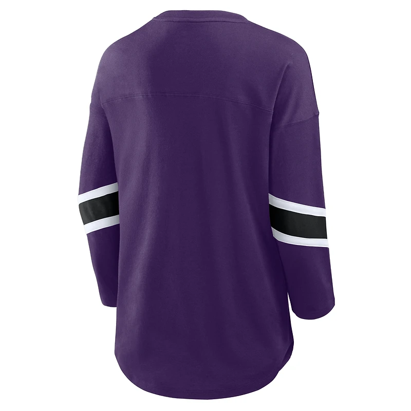 T-shirt violet Fanatics Redzone à manches 3/4 pour femme des Ravens de Baltimore