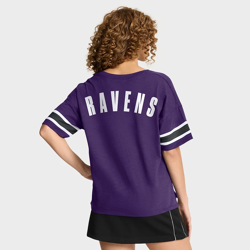 T-shirt violet Fanatics pour femme, motif Redzone Curl Route des Ravens de Baltimore