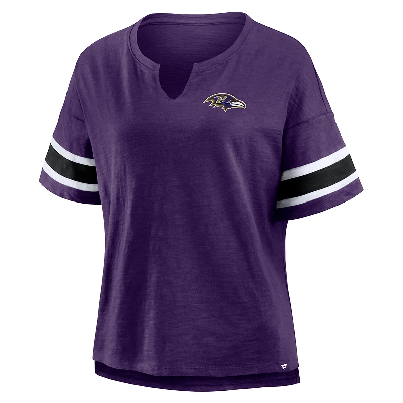 T-shirt violet Fanatics pour femme, motif Redzone Curl Route des Ravens de Baltimore
