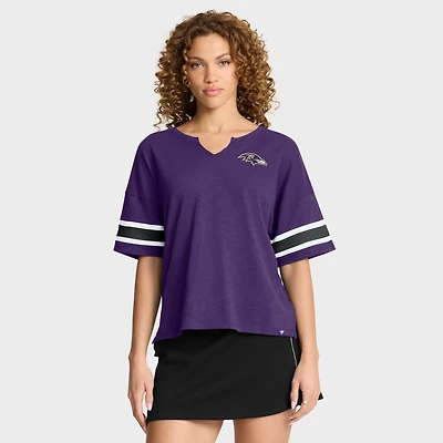 T-shirt violet Fanatics pour femme, motif Redzone Curl Route des Ravens de Baltimore
