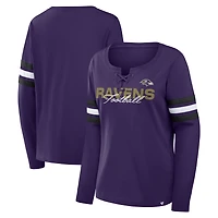 T-shirt à manches longues lacets Fanatics Purple Baltimore Ravens pour femmes