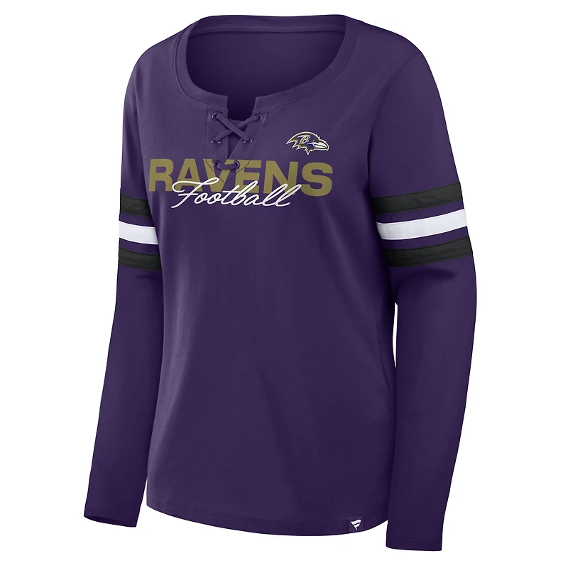 Women's Fanatics Purple Baltimore Ravens Team First Coverage Scheme Lace-Up Long Sleeve T-Shirt