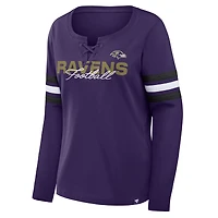 Women's Fanatics  Purple Baltimore Ravens Team First Coverage Scheme Lace-Up Long Sleeve T-Shirt