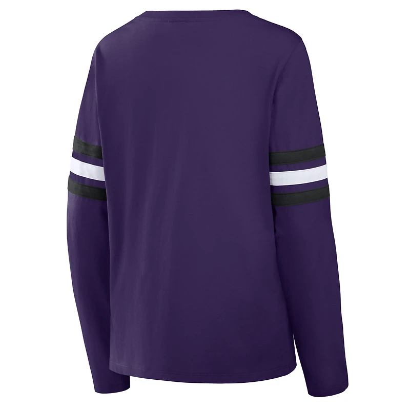 T-shirt à manches longues lacets Fanatics Purple Baltimore Ravens pour femmes