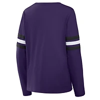 T-shirt à manches longues lacets Fanatics Purple Baltimore Ravens pour femmes