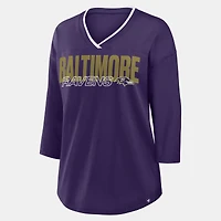 Women's Fanatics  Purple Baltimore Ravens Team First Deceptive Juke 3/4-Sleeve V-Neck T-Shirt