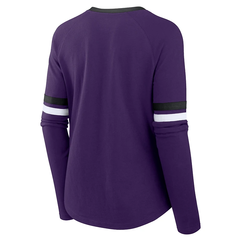 Haut tendance à manches longues lacets Fanatics Purple Baltimore Ravens Won and Done pour femmes