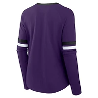 Haut tendance à manches longues lacets Fanatics Purple Baltimore Ravens Won and Done pour femmes
