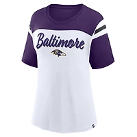 Women's Fanatics White/Purple Baltimore Ravens Cheer Chant Fashion Crop Top