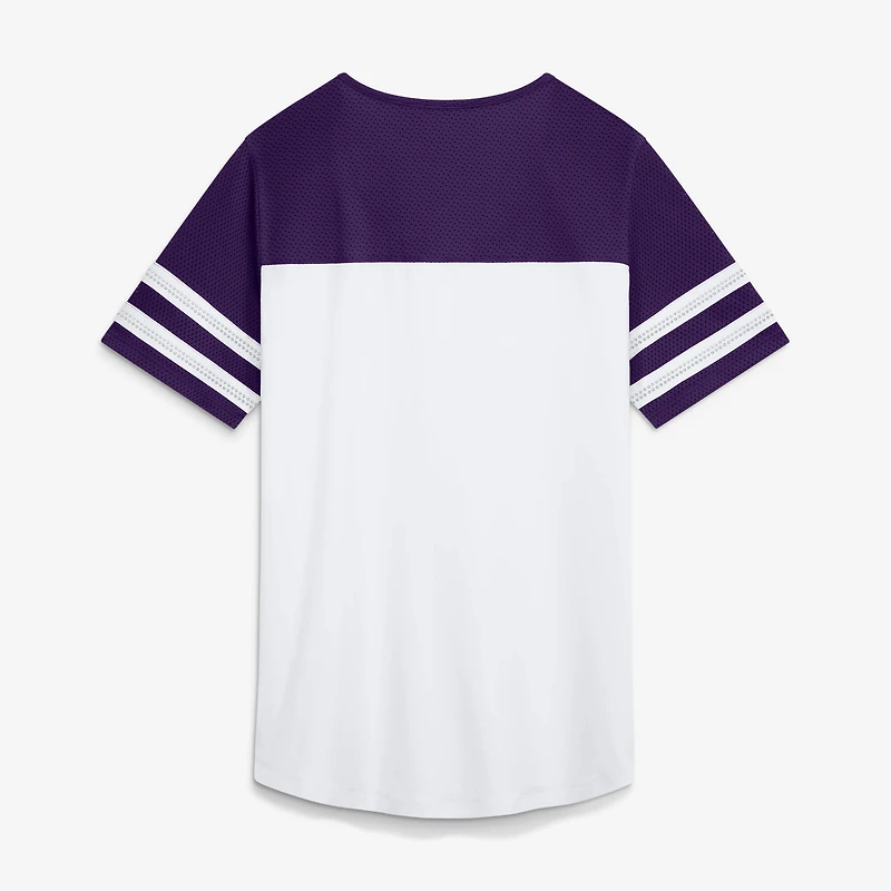 Women's Fanatics White/Purple Baltimore Ravens Touchdown Pass Athena Lace-Up T-Shirt