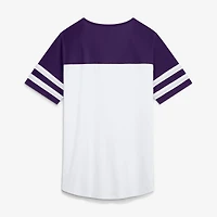 Women's Fanatics White/Purple Baltimore Ravens Touchdown Pass Athena Lace-Up T-Shirt