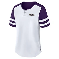 Women's Fanatics White/Purple Baltimore Ravens Touchdown Pass Athena Lace-Up T-Shirt