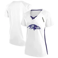 Women's Fanatics  White Baltimore Ravens Plus Glitter Lace-Up V- Neck T-Shirt