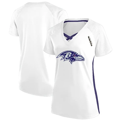 Women's Fanatics  White Baltimore Ravens Plus Glitter Lace-Up V- Neck T-Shirt