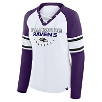 Women's Fanatics White Baltimore Ravens Plus Redzone Lace Up Long Sleeve T-Shirt