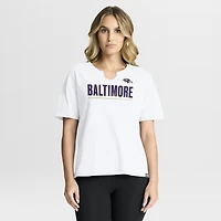 Women's Fanatics White Baltimore Ravens Redzone Slub Boxy T-Shirt