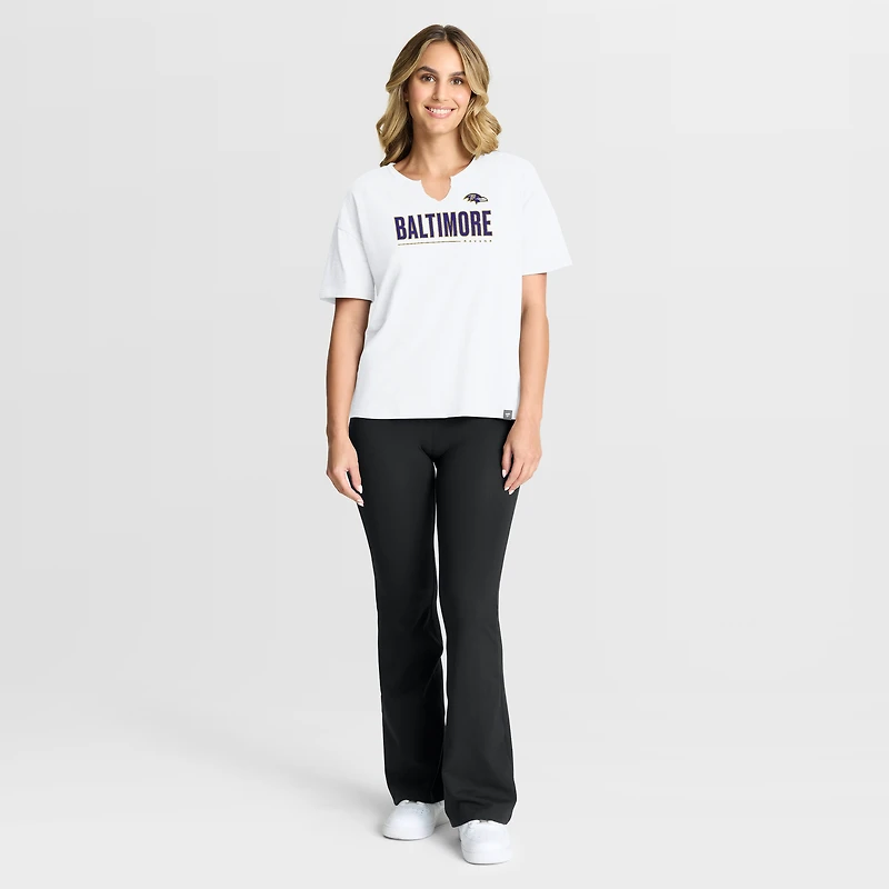 Women's Fanatics White Baltimore Ravens Redzone Slub Boxy T-Shirt