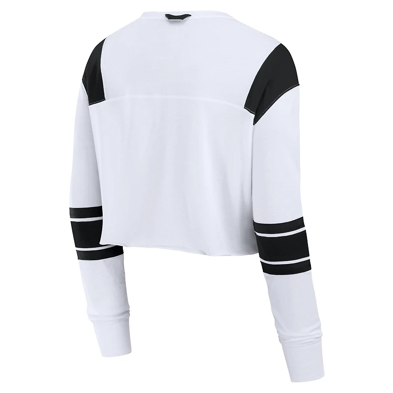T-shirt à manches longues extensible et court pour femme Fanatics des Baltimore Ravens blanc