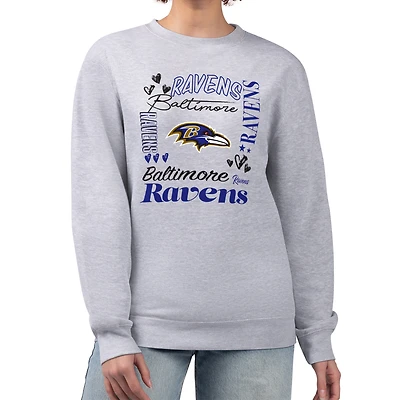 Sweat-shirt en polaire à motif collage G-III 4Her par Carl Banks pour femme, gris chiné, Ravens de Baltimore