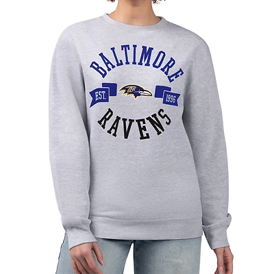 Women's G-III 4Her by Carl Banks  Heather Gray Baltimore Ravens Large Team Graphic Fleece Pullover Sweatshirt