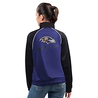 Veste de survêtement zippée intégrale G-III 4Her par Carl Banks pour femme, violette, des Baltimore Ravens Replay