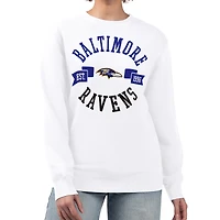 Women's G-III 4Her by Carl Banks  White Baltimore Ravens Large Team Graphic Fleece Pullover Sweatshirt