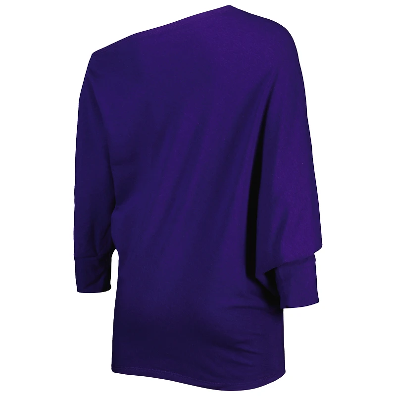 Women's KIYA TOMLIN Purple Baltimore Ravens Twisted Tri-Blend Asymmetrical 3/4-Dolman Sleeve Sweatshirt