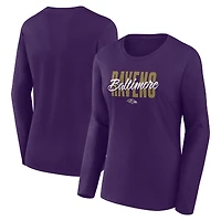 Women's Logo Athletic Purple Baltimore Ravens Grip Long Sleeve T-Shirt