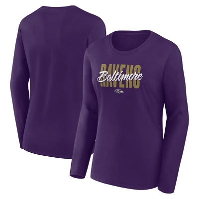 Women's Logo Athletic Purple Baltimore Ravens Grip Long Sleeve T-Shirt