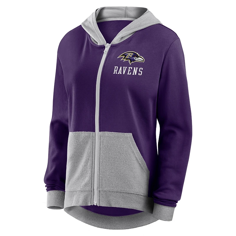 Women's Logo Athletic Purple Baltimore Ravens Hit It French Terry Full-Zip Hoodie