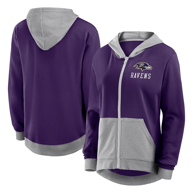 Women's Logo Athletic Purple Baltimore Ravens Hit It French Terry Full-Zip Hoodie