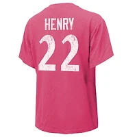 T-shirt avec nom et numéro Majestic Threads pour femmes Derrick Henry rose Baltimore Ravens