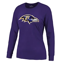 T-shirt à manches longues pour femmes Majestic Threads Derrick Henry violet Baltimore Ravens nom et numéro