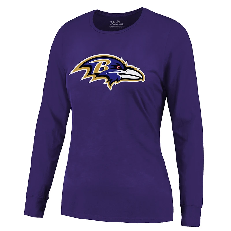 T-shirt à manches longues pour femmes Majestic Threads Derrick Henry violet Baltimore Ravens nom et numéro