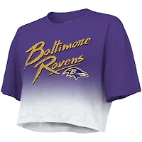 Haut court Majestic Threads Lamar Jackson violet/blanc Baltimore Ravens Dip-Dye nom et numéro du joueur pour femmes