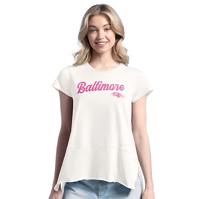 Women's Margaritaville  Cream Baltimore Ravens Gametime Is Paradise T-Shirt