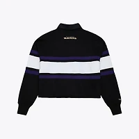 Polo de rugby court à manches longues Mitchell & Ness noir Baltimore Ravens pour femme
