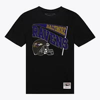 T-shirt noir Mitchell & Ness pour femme, motif boyfriend dynamique des Baltimore Ravens