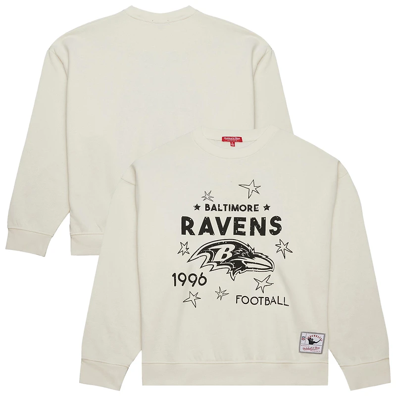 Women's Mitchell & Ness Cream Baltimore Ravens Plus Shooting Star Sweatshirt