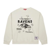 Sweat-shirt Mitchell & Ness crème Baltimore Ravens grande taille pour femme avec motif étoile filante