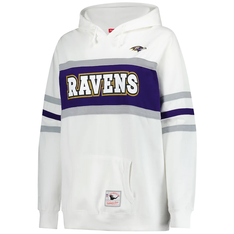 Sweat à capuche rétro Mitchell & Ness blanc grande taille pour femme, entraîneur-chef des Ravens de Baltimore