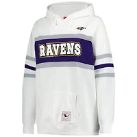 Sweat à capuche rétro Mitchell & Ness blanc grande taille pour femme, entraîneur-chef des Ravens de Baltimore